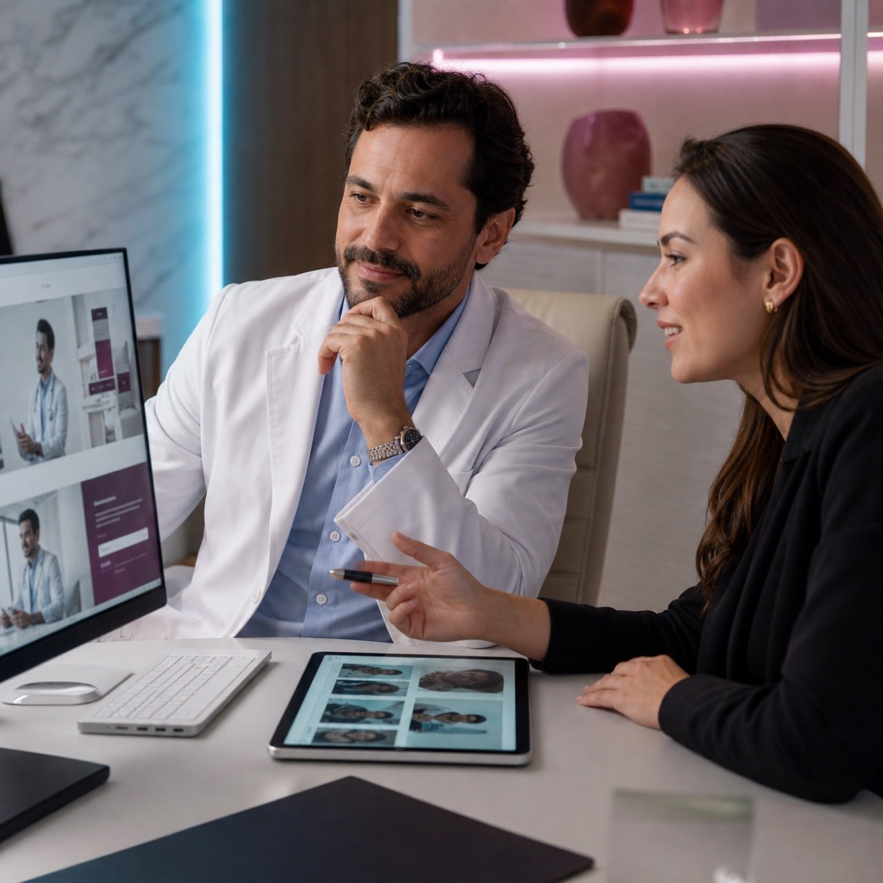 Profissional de saúde construindo presença digital com estratégia